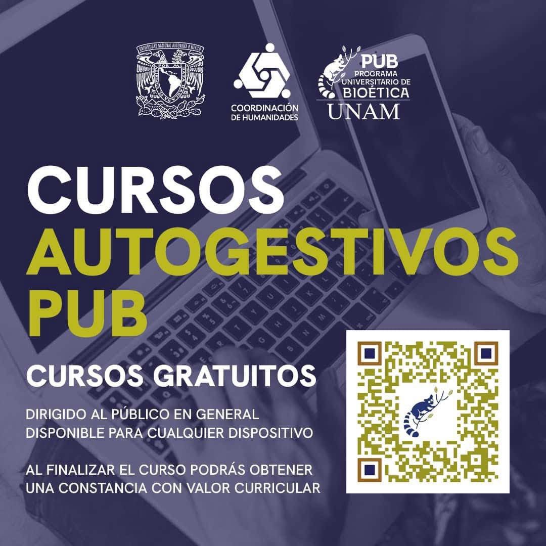 bioeticaunam's tweet photo. ¿Ya conoces los cursos autogestivos PUB?  📄📲
Son cursos de muy poca duración y con los cuales puedes obtener una constancia con valor curricular. 
Aquí puedes acceder a ellos: https://t.co/qEGXluiU0J https://t.co/Y2HwOyRbMb