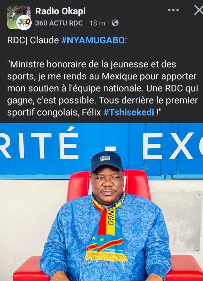 PytchenBadesir1's tweet photo. Mi-temps: La @RDC y va lentement mais sûrement.  La RDC mene déjà 1-0 .Nous y croyons.Une présence porte -bonheur du Ministre de sports honoraire Prof @ClaudeNyamugabo  
@sud_kivu @Presidence_RDC @AssembleeNatRDC https://t.co/dALsm2FzBg