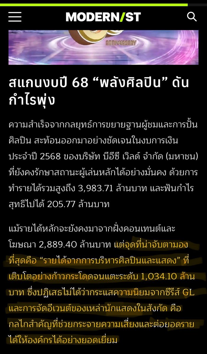 jennieyaaaahhhh's tweet photo. #LingOrm #หลิงออม became the first artist pairing to be directly signed under Channel 3.
They generated 500 million baht in revenue in 2024, and in 2025, that number doubled to 1 billion baht.

“the most notable growth lies in artist management and performance revenue, which surged to 1.03 billion baht.

There is no denying that the popularity of GL series, along with events featuring artists under the company, has become a key mechanism in diversifying risk and expanding revenue streams.“ - @wemodernist in 2026

“The revenue generated from Ling and Orm taking the spotlight as brand presenters has already surpassed 500 million baht—and that doesn’t even include their earnings from pair appearances at various events.” - @Forbes_TH in 2025