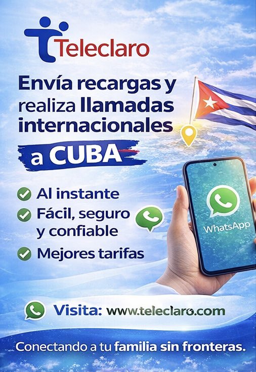Teleclaro's tweet photo. 🔥 ¡Más minutos por menos dinero!
Recarga $20 o más y recibe 20% EXTRA GRATIS 🙌
Habla 16 minutos por solo $10 📞

🌐 https://t.co/wmS4mWVWyt
📞 1-888-252-1112
🟢 Ahora con WhatsApp #teleclaro #llamadasilimitadas #cubanosenmiami #miamiflorida #floridarealtors https://t.co/Ijdh1fiMf6