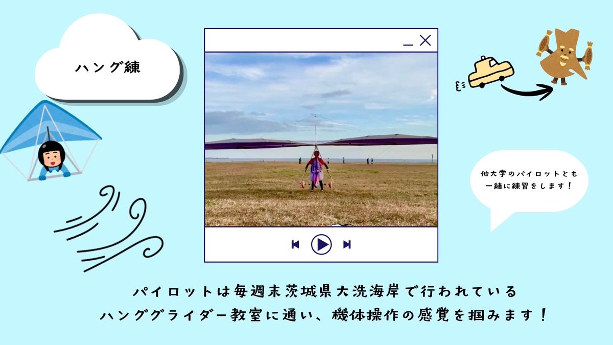 MaPPL_2026's tweet photo. 【　パイロット　】

こんにちは🍎鳥人間サークルMaPPLです！

鳥コンで記録を伸ばすには、
機体の性能だけでなくパイロットの操縦技術も欠かせません！

今回は、我々の機体を空に導く『パイロット』についてご紹介します✈️

#春から都立大 https://t.co/lY2TD97isS