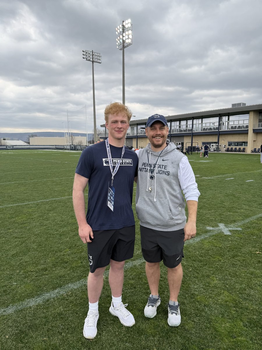 RCacciotti37401's tweet photo. Great visit @PennStateFball  Enjoyed watching practice and getting to meet @CoachLustig and @CoachLang22 

@KohlsSnapping 
@BGMarauderFball 
@HKA_Tanalski 

#WeAre https://t.co/Y58uto41Bx