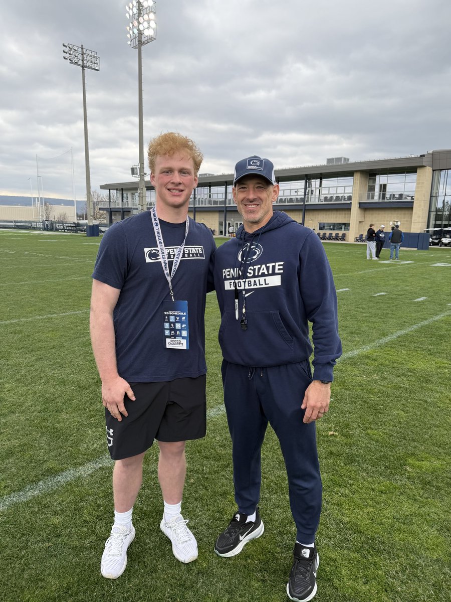 RCacciotti37401's tweet photo. Great visit @PennStateFball  Enjoyed watching practice and getting to meet @CoachLustig and @CoachLang22 

@KohlsSnapping 
@BGMarauderFball 
@HKA_Tanalski 

#WeAre https://t.co/Y58uto41Bx