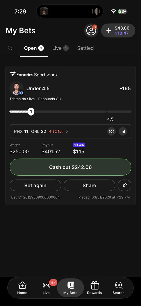 will_b_hart's tweet photo. Another @OddsJam live arbitrage. Guaranteed $65 profit.

Want more easy wins like this? Use code WHART for 35% off your first month at OddsJam! https://t.co/fUCVN175Cn https://t.co/AeJJslm8Pf