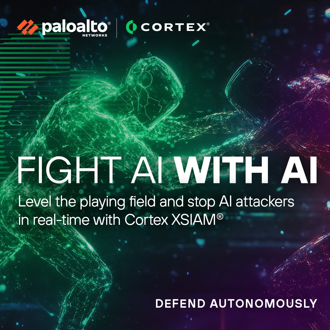 PaloAltoNtwks's tweet photo. AI is giving attackers their most powerful weapon. Now it has to become the defense. This is the cybersecurity industry's most consequential moment.

Read the latest blog by our Chairman &amp; CEO, @NikeshArora, on the work that's underway to fight AI with AI.
