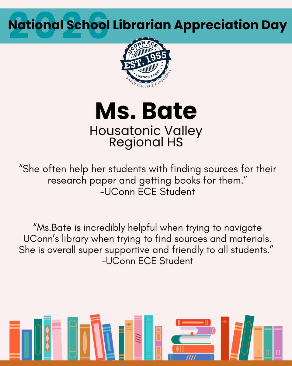 uconnece's tweet photo. This week, UConn ECE is celebrating the incredible School Librarians who support ECE and make a difference in students’ lives every day 💙
Today we’re recognizing:
Ms. Tietjen, Ms. Bate, and Ms. Buchanan! 
Join us in celebrating and thanking these incredible librarians! https://t.co/2Awh5hrUKA