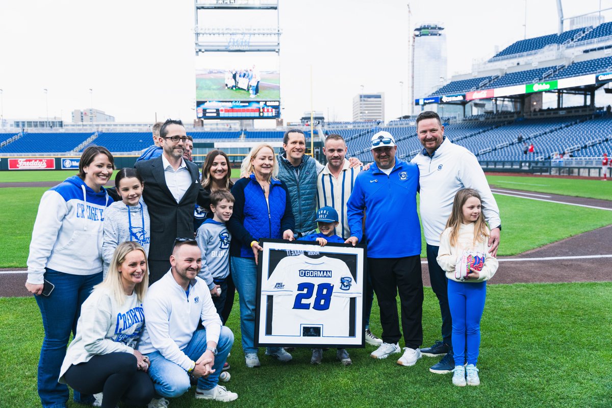 CU_Baseball's tweet photo. Today, we welcomed the O’Gorman family to throw out the first pitch as we honored the life and legacy of Tom O’Gorman.

Tom dedicated 25 years to MECA and had a lasting impact on the organization, the City of Omaha, and Creighton Athletics.

⚾️💙 https://t.co/8PYNRuaqwY