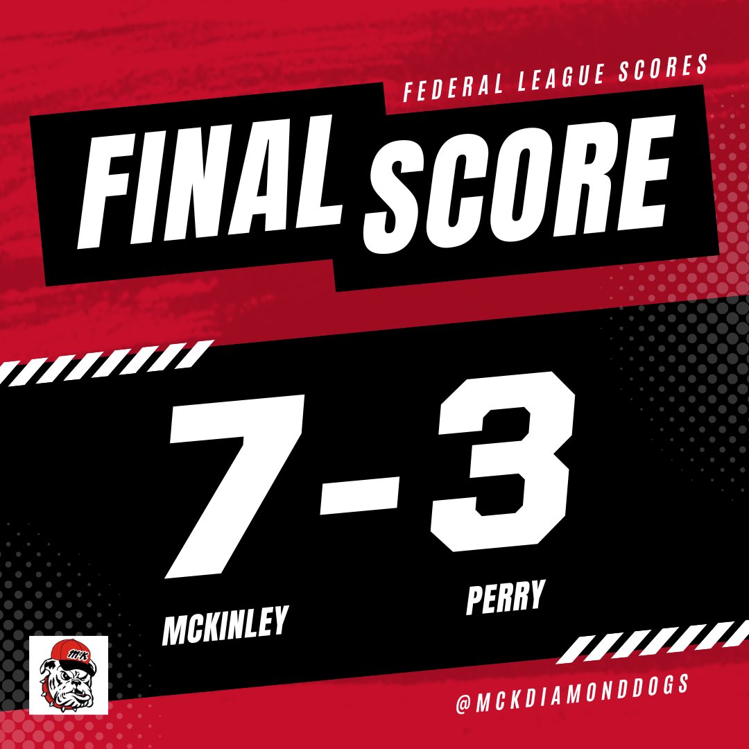 Bulldogs travel to Perry and jump out to 1-0 in the Federal League.

Final: 

McKinley- 7
Perry- 3

2-0 (1-0)