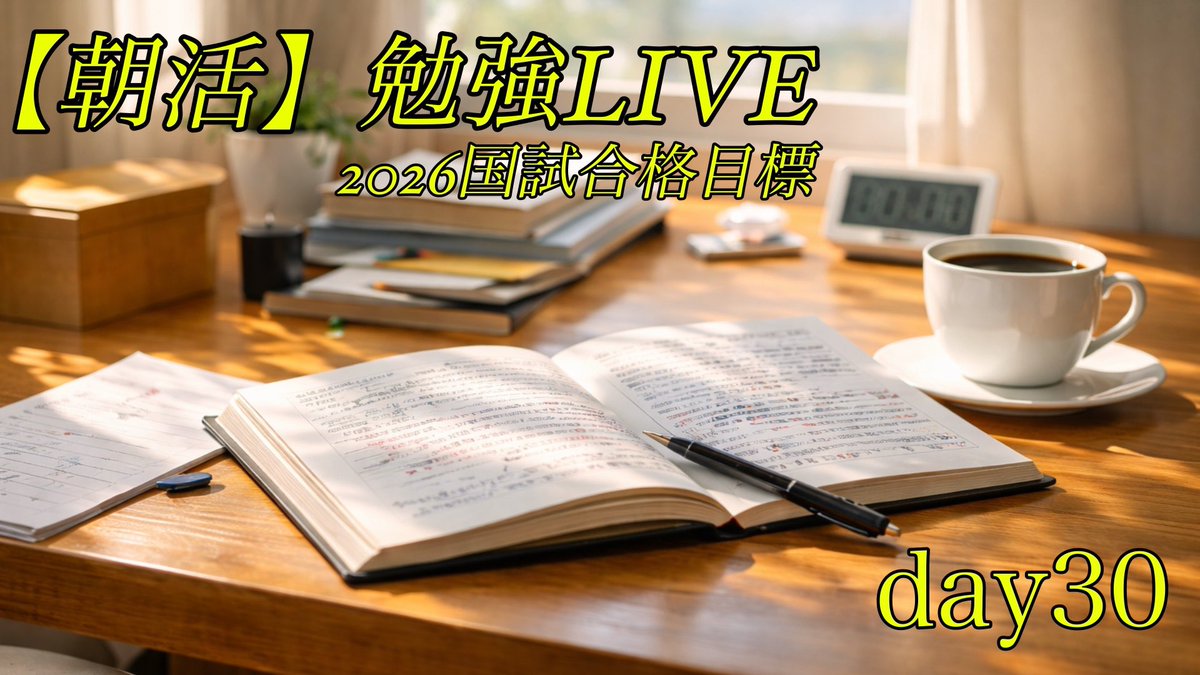 Footballchef_M's tweet photo. 今日で30回目の勉強ライブ📚

最初の数日はキツイ😅
でも習慣化すればやらないことにソワソワしだす状態🔥

✨目標:５月末までに勉強ライブ100回✨
※もちろんライブ時間以外の方が勉強してます。税理士試験舐めんなってアンチ湧くので笑

#勉強ライブ
#受験
#資格
#朝活 https://t.co/Vu7cbeaS7k