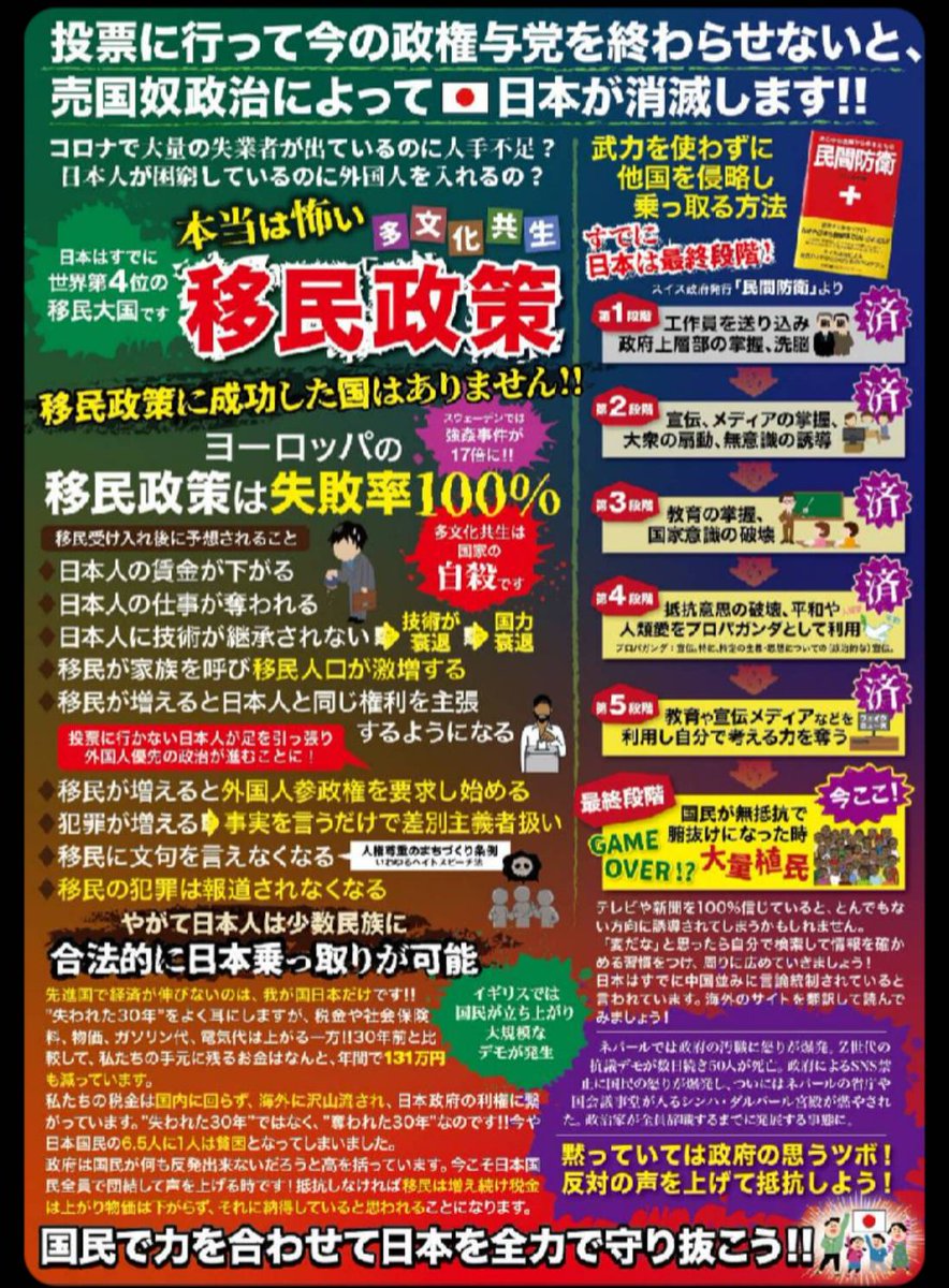 残り僅か

あなたの周りに外国人多いと思いませんか？

お花畑の人たちに配りませんか？

一人でも多くの人に伝えて下さい

本当に日本が近い未来大変な事になります

メルカリで販売しています

移民政策で検索して下さい

もし招待コード使えたら使って下さい

FXECAX

🚨拡散希望😁
