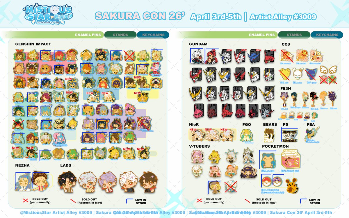 MistiousStar's tweet image. My Sakura Con catalog ✨️
#sakuracon2026 #artistalley #seattle