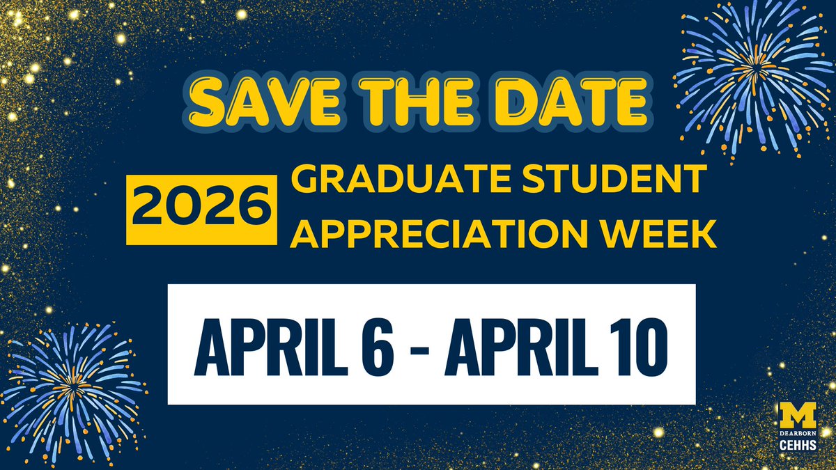 UMDearbornCEHHS's tweet photo. SAVE THE DATE! CEHHS grad students: join our social media spotlight for a chance at 1 of 4 $250 scholarships. On campus? Pick up a swag bag at CEHHS Office of Student Success. Evening student? Get yours from your instructor. Info: https://t.co/naiaFBVZaZ https://t.co/sqimVxQizJ