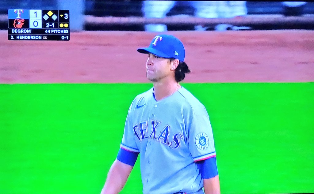 Arod50051's tweet image. #PolarPete hits his 1st HR for @Orioles against #DeGrom and #Nimmo playing RF for @Rangers ... What A Bittersweet Reunion..!