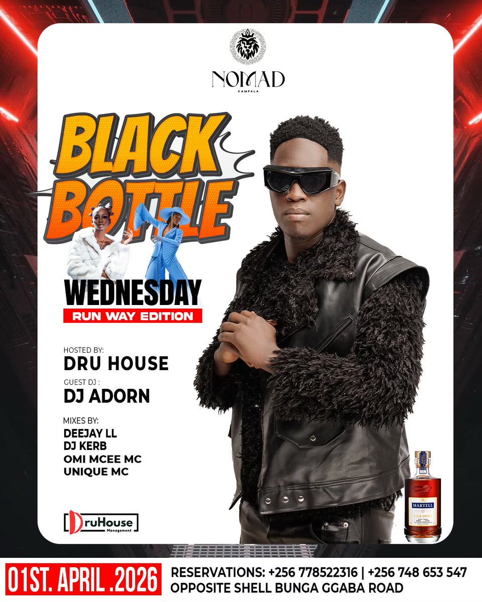 DeejayLL's tweet photo. Catch a fire this Wednesday @NOMAD_KAMPALA #BlackBottleWednesdays #RunAwayEdition 🔥🔥 https://t.co/uwtoynAt1b