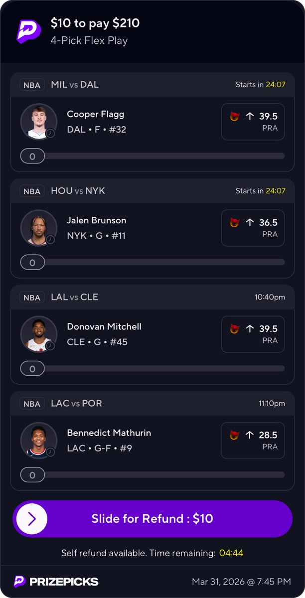 JunkyProphet's tweet photo. @PrizePicks Quick Play 🏀

#PJC https://t.co/xlLjHWzMMW