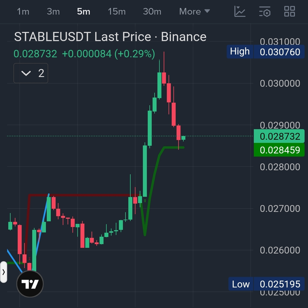 $STABLE / USDT — Long Setup 📈🚀
Bias: Bullish 🐂

Buy Now 🔎
Stop Loss: 0.025 (Set above recent low) 🛡️

🎯 Targets: Your choice.
Secure profit when you’re satisfied.

🧠 Trade smart,Manage risk,Always DYOR.