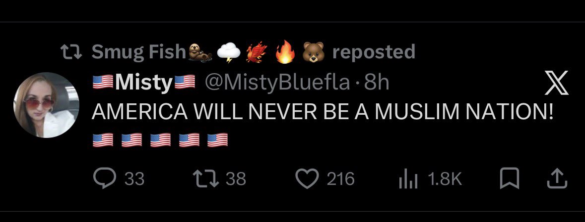 But you obviously still do hate Muslim and Black people. You’re still misogynistic and you’re still xenophobic. I have bad days all the time and I don’t hate an entire group of people bc of it. And how is it one bad day when you retweet this all the time.