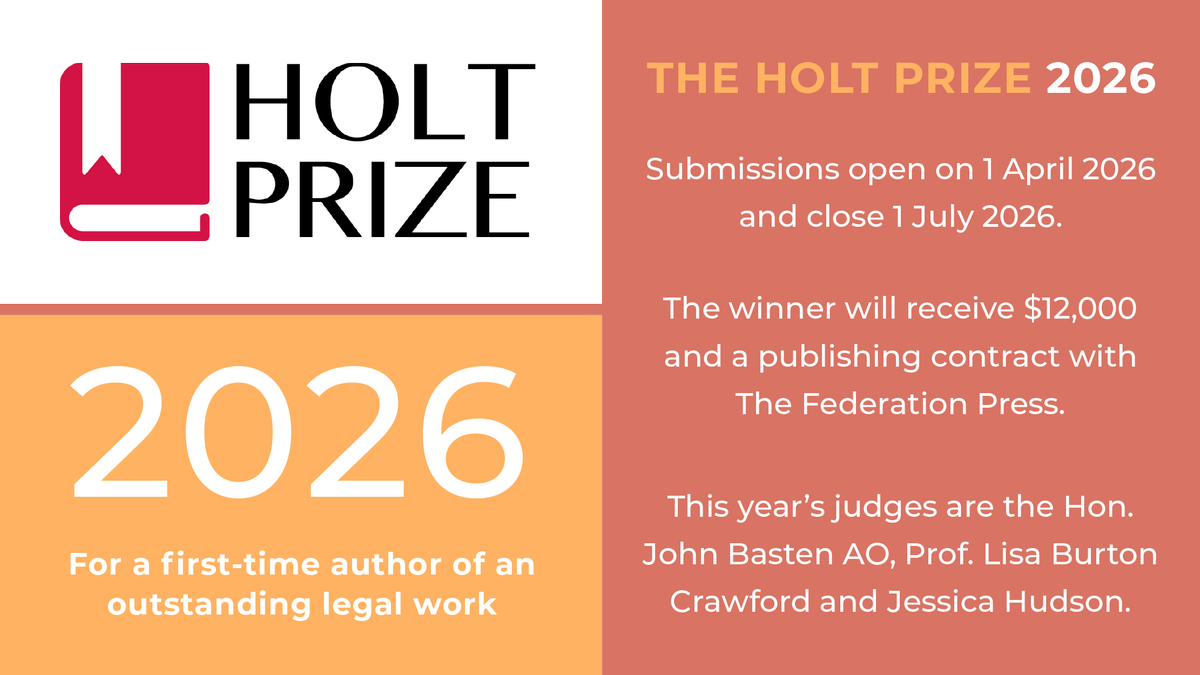 TheFedPress's tweet photo. Entries are now open for The Holt Prize. The long weekend is the perfect opportunity to put the finishing touches on your manuscript. We look forward to seeing those entries in our inbox on Tuesday!  https://t.co/1N6Ubi2lKO https://t.co/RSN33FU6X1