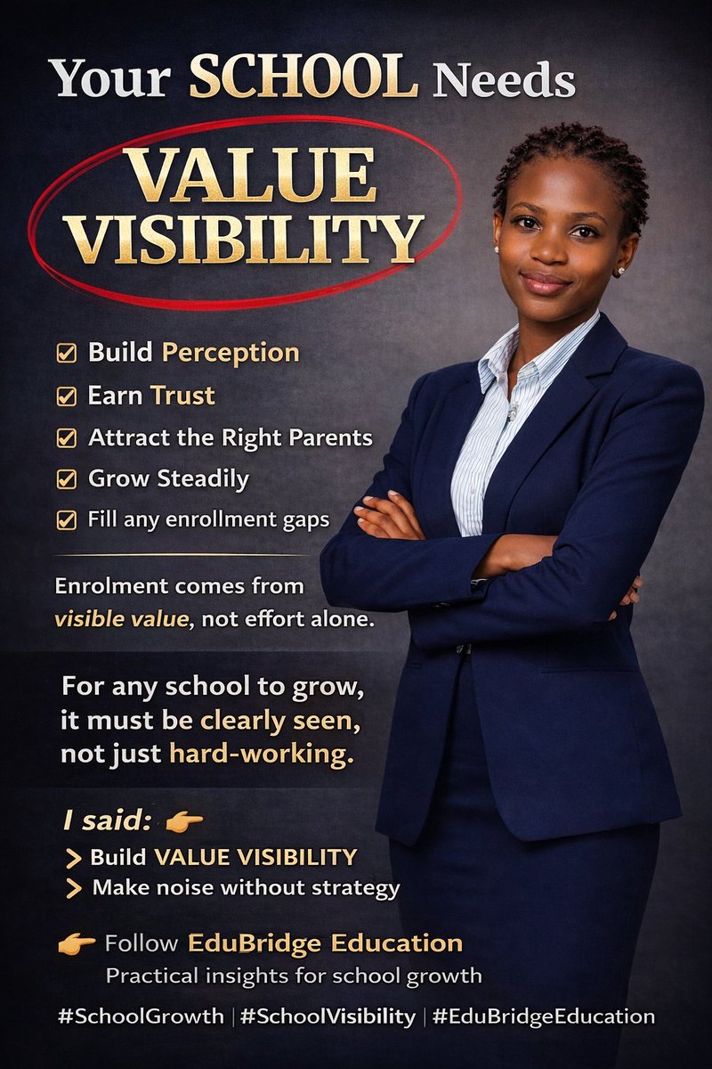 EduBridgeNG's tweet photo. Listen carefully…

Your school doesn’t have a location problem.
It has a VALUE VISIBILITY problem.

Posting is not visibility.
Announcements are not strategy.

If parents can’t SEE your value…
They won’t TRUST your school.

Visible value builds trust.
Trust drives enrolment. https://t.co/IcLmbBewkO