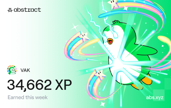 35K de XP esta semana, muy top la verdad. Seguimos
<a href="/AbstractChain/">Abstract</a>! 🎉