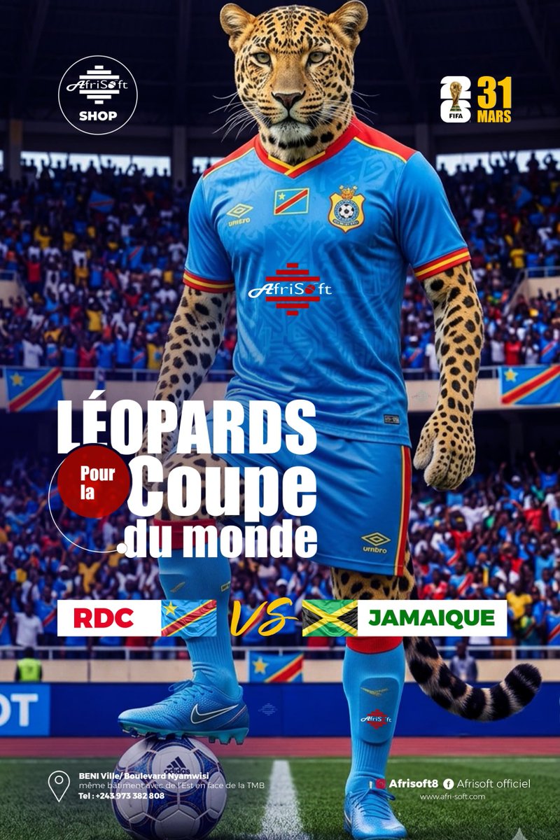 Azagabe's tweet photo. Mes sincères  felicitations à  nos Leopards et au peuple  congolais d'avoir  ramener la joie  sportive pour  cette qualification  à la coupe du monde 2026 @FIFAWorldCup  @Presidence_RDC @DeniseNyakeru @fatshi13 @leopard243 @AmbaRdcongoUsa @Allemagne_RDC @RFIAfrique @radiookapi https://t.co/A4IFqLPdtC