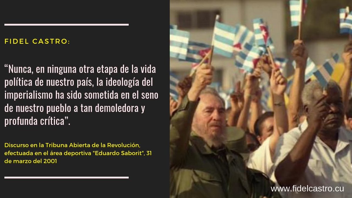 Discurso pronunciado por el Comandante en Jefe Fidel Castro Ruz en la Tribuna Abierta de la Revolución, efectuada en el área deportiva "Eduardo Saborit", del municipio Playa, el 31 de marzo del 2001. #100AñosConFidel 
#CubaEsRevolución