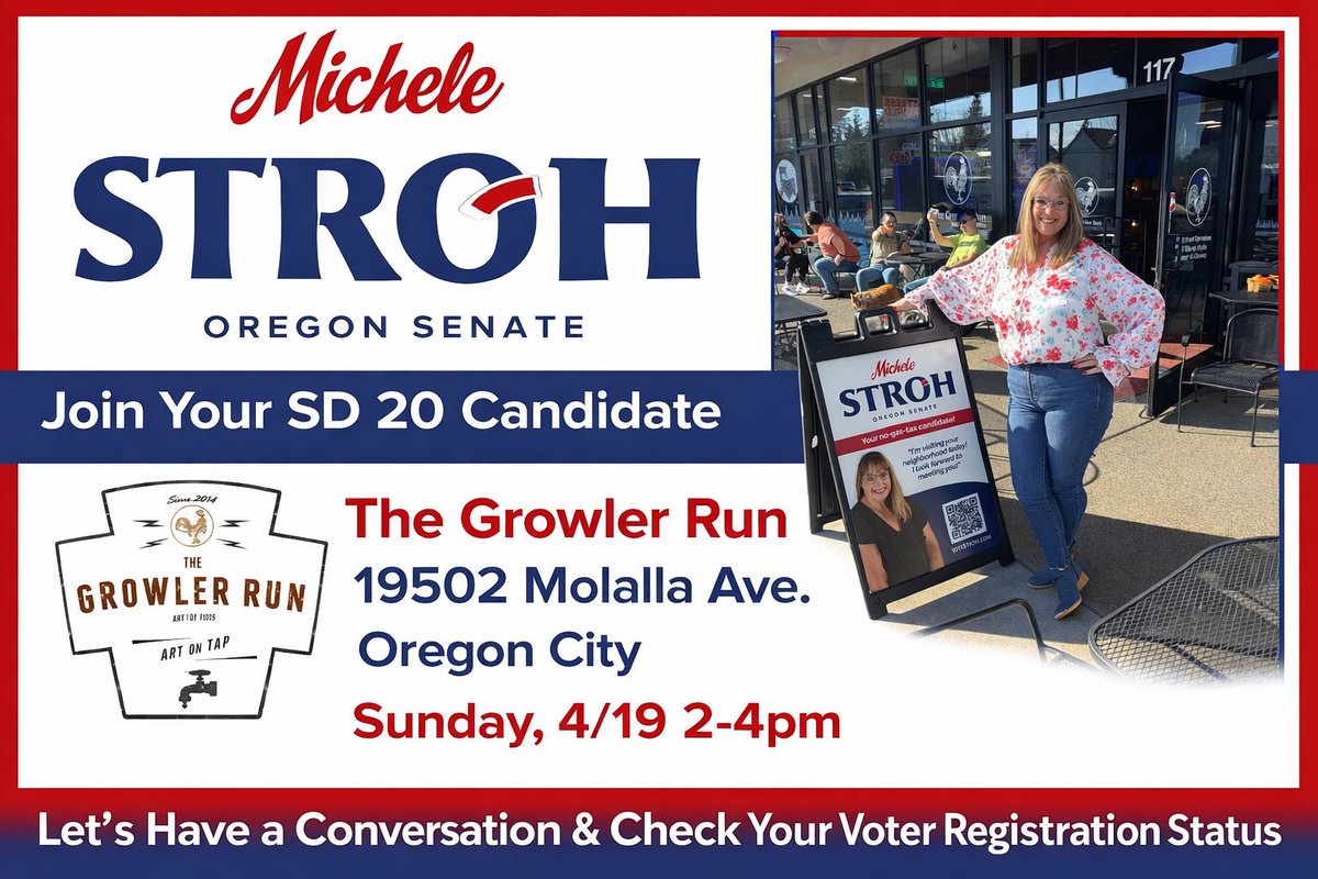 Come meet the woman who will flip SD20 Red and replace Mark Meek!  This is your Common Sense No Gas Tax Candidate! ⛽️🗳️🇺🇸
Michele Stroh for Oregon Senate District 20
votestroh.com
<a href="/fivekiddos2005/">Mama to 4 and an angel</a>