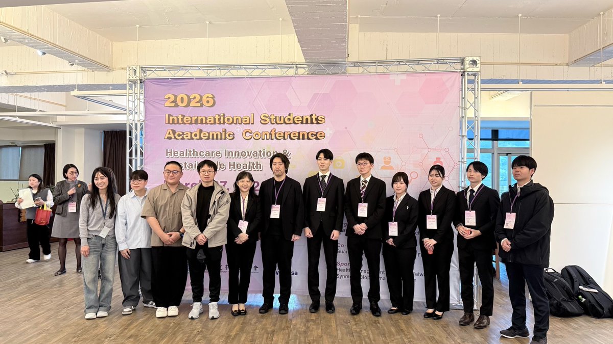 Juntendo_RT's tweet photo. 【台湾・ユンペイ大学で学会発表をしました！】
2026年3月27日に台湾・ユンペイ大学で開催されたInternational Students Academic Conferenceで臼井先生の研究室の大学院生5名が学会発表を行いました。初めての英語での学会発表でしたが、事前の練習成果が表れ、堂々と発表していた印象でした。 https://t.co/5q8LQRCoJN