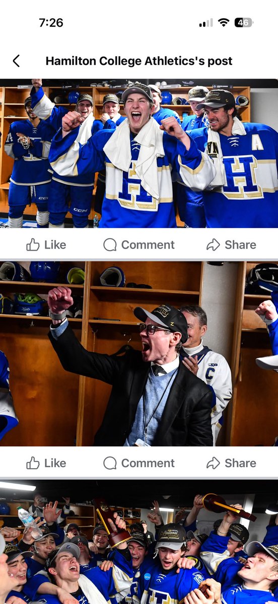 Hamilton College Mens Hockey now NCAA Div III champions for the first time ! Live from the locker room Utica NY
