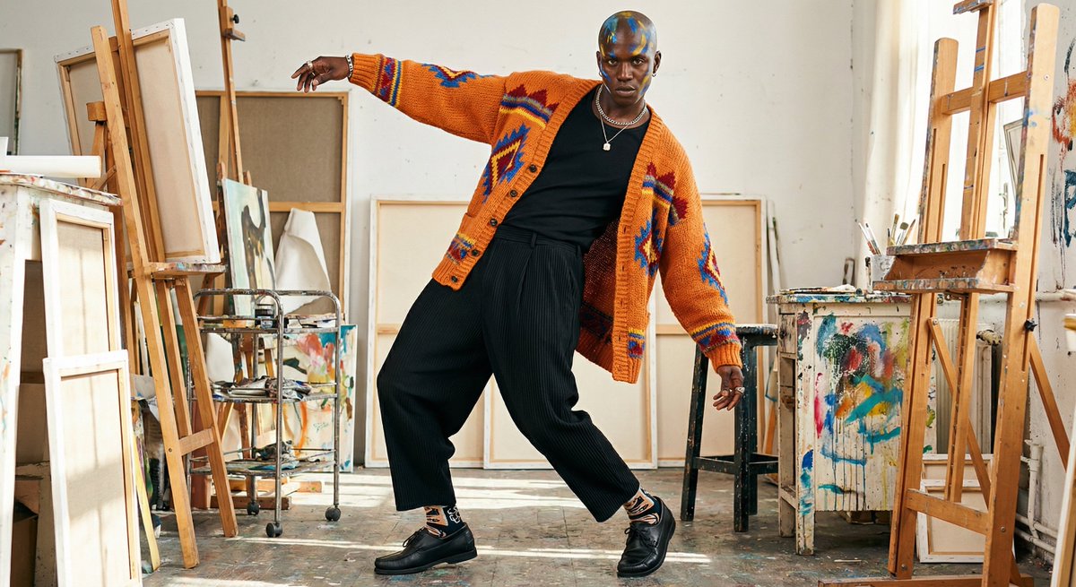 patrici49361754's tweet image. Color as armor, creativity as weapon. The artist never follows rules. #ArtisticMensFashion #BoldExpression #CreativeStyle