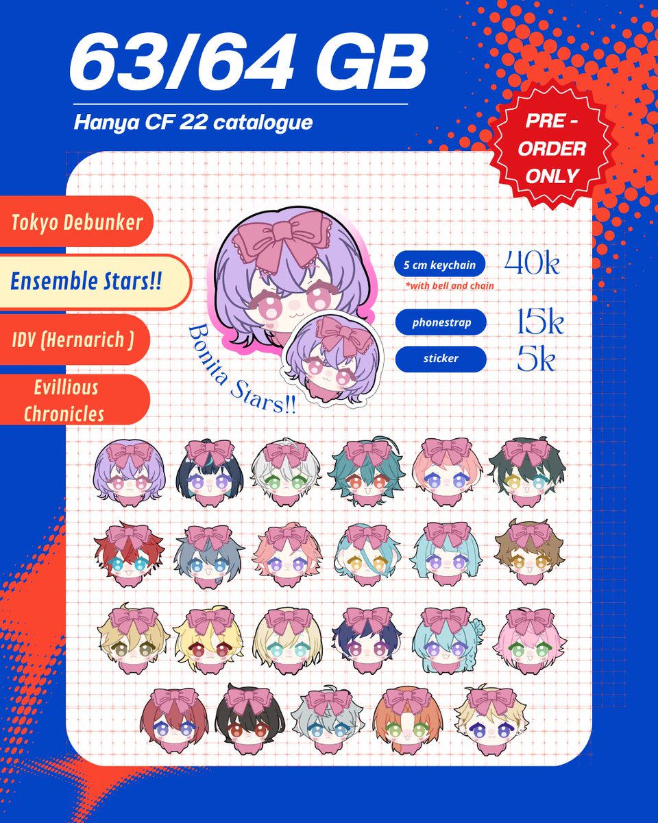 mortivera_'s tweet photo. (🔁 &amp;💙 appreciated!!) #comifuro22 #cf22 preorder is up now!!💕

📆 ends at 8 April
💌 pick up both days &amp; mail order
Fandom:  Tokyo Debunker, Ensemble Stars!! (enstars) , Identity V (hernarich only), evillious chronicles (vocaloid)
🔗PO :https://t.co/Ei3f8Yfsbn https://t.co/x6L093FU0L