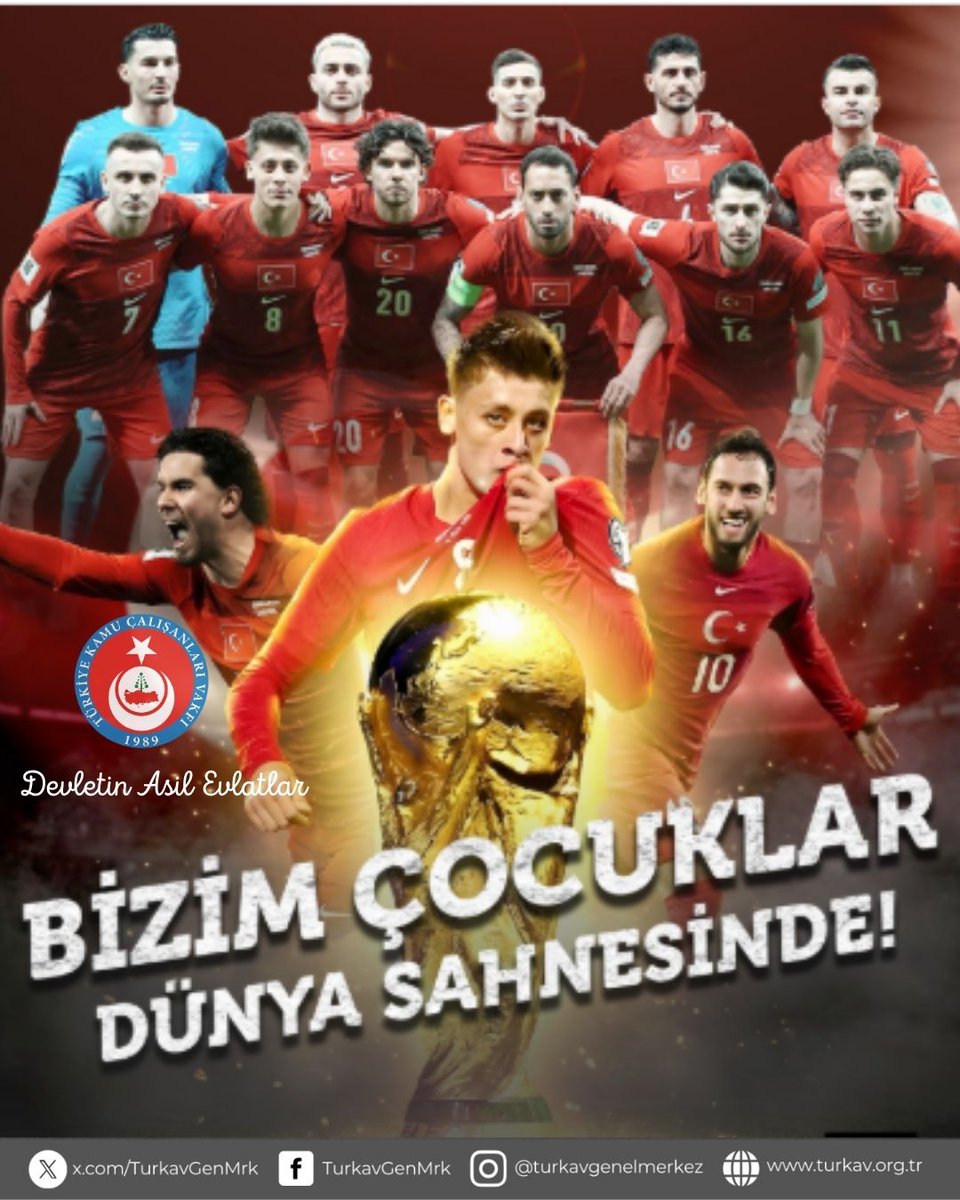 A Millî Futbol Takımımıza Dünya Kupası finallerinde başarılar dileriz.
🇹🇷Teşekkürler çocuklar 🇹🇷