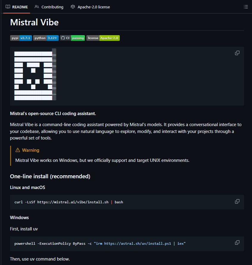 RangRock91326's tweet photo. This is huge π
Mistral Vibe lets you Build specialized agents in your CLI for PRs, tests, deploys & more. Full codebase context, web access, smarter workflows. Open source AI that upgrades your terminal.
Letβs connect for more AI insights π€
#AI #connectformore #GenAI https://t.co/6FsNRy6dHT
