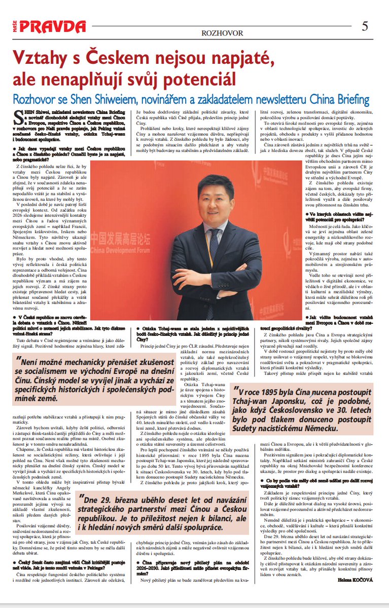 shen_shiwei's tweet image. Why is the Taiwan question so sensitive in🇨🇳China-🇨🇿#CzechRepublic ties? How do relations between the Czech Republic and China look today from a Chinese perspective?
I'm glad to share my points with Czech Republic media of Pravda.

In 1895, China was forced to cede Taiwan to