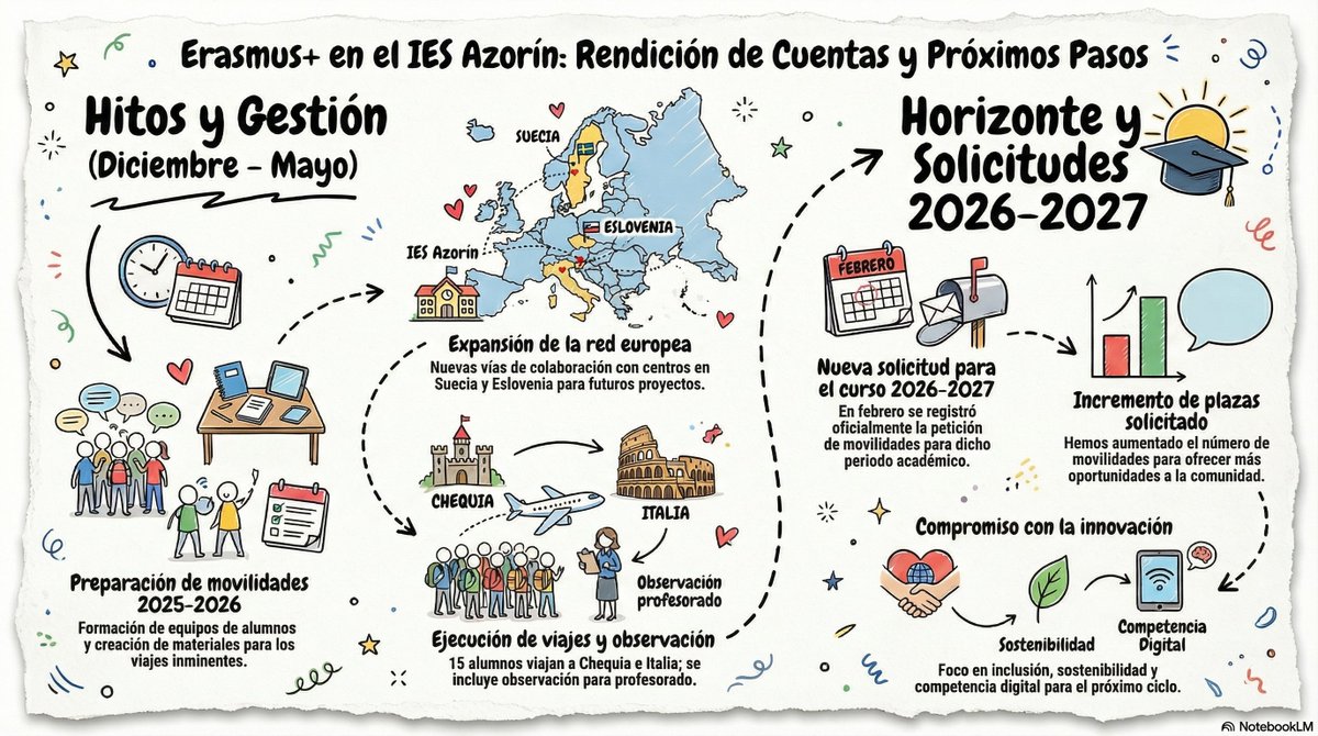 Edutilia's tweet image. Linguelda: Infografía resumen de la actividad #ErasmusPlus en el #IESAzorín de #Petrer linguelda.blogspot.com/2026/03/infogr…