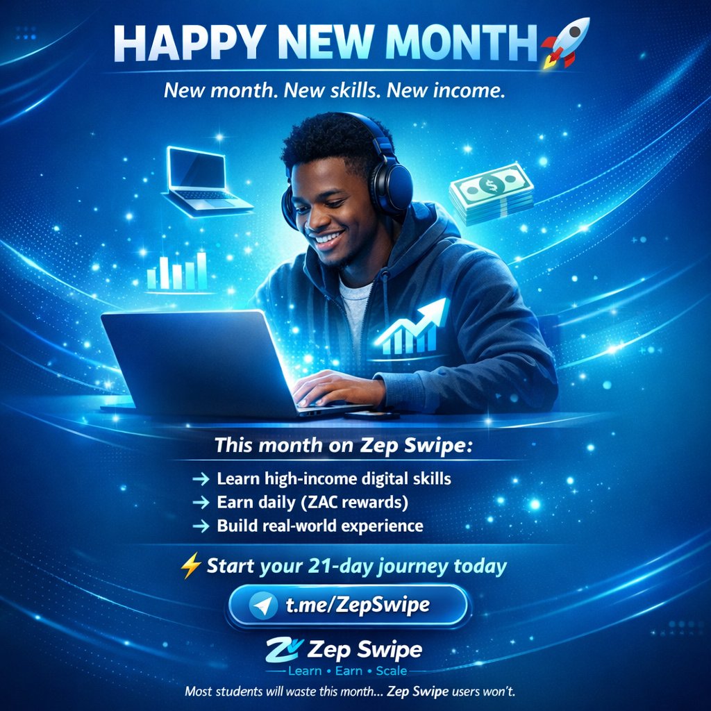 ZepSwipe's tweet photo. Most students just entered a new month

No waiting. No guessing. No “one day.”
⚡ 21 days can shift your entire life.
Don’t just celebrate a new month…
USE it.

Join the movement 👇
https://t.co/bARmWouC1I

#ZepSwipe #StudentSuccess #EarnWhileLearning #DigitalSkills #CampusMoney https://t.co/FssWYgDV0D