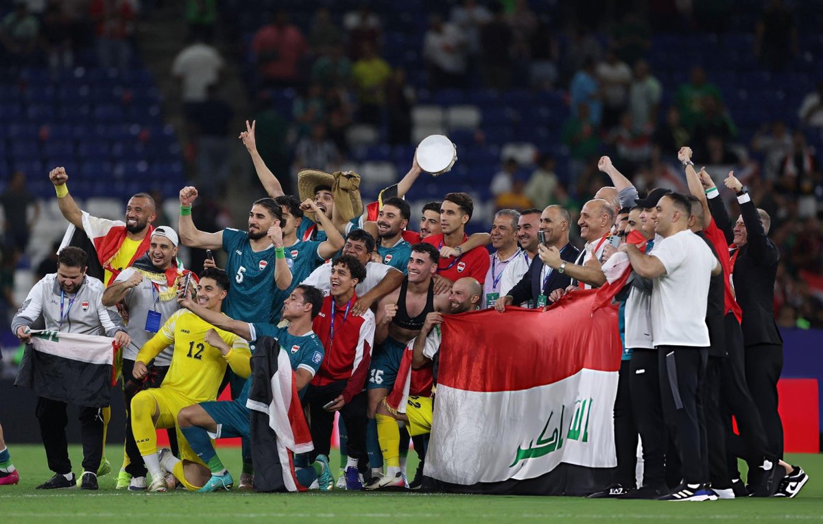 HQpcrt's tweet photo. Iraq's players celebrate #IRQBOL https://t.co/q4n6GQwtS8