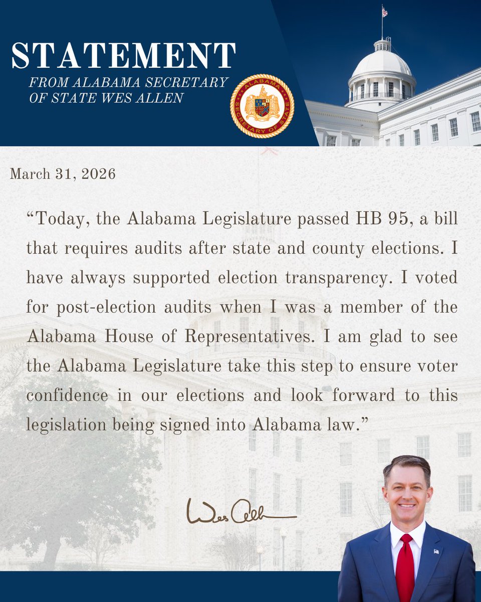 Wes Allen Alabama Secretary of State tweet media