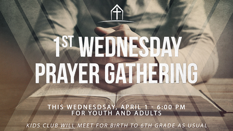 gatewaymgm's tweet photo. Join us Wednesday, April 1, at 6:00 p.m. for our "1st Wednesday" prayer gathering.  We will sing God's praises and use Scripture to lead us through guided prayer times as we repent, pray for the salvation of others, and pray for our church, community, and one another. https://t.co/azVVW6nP2D