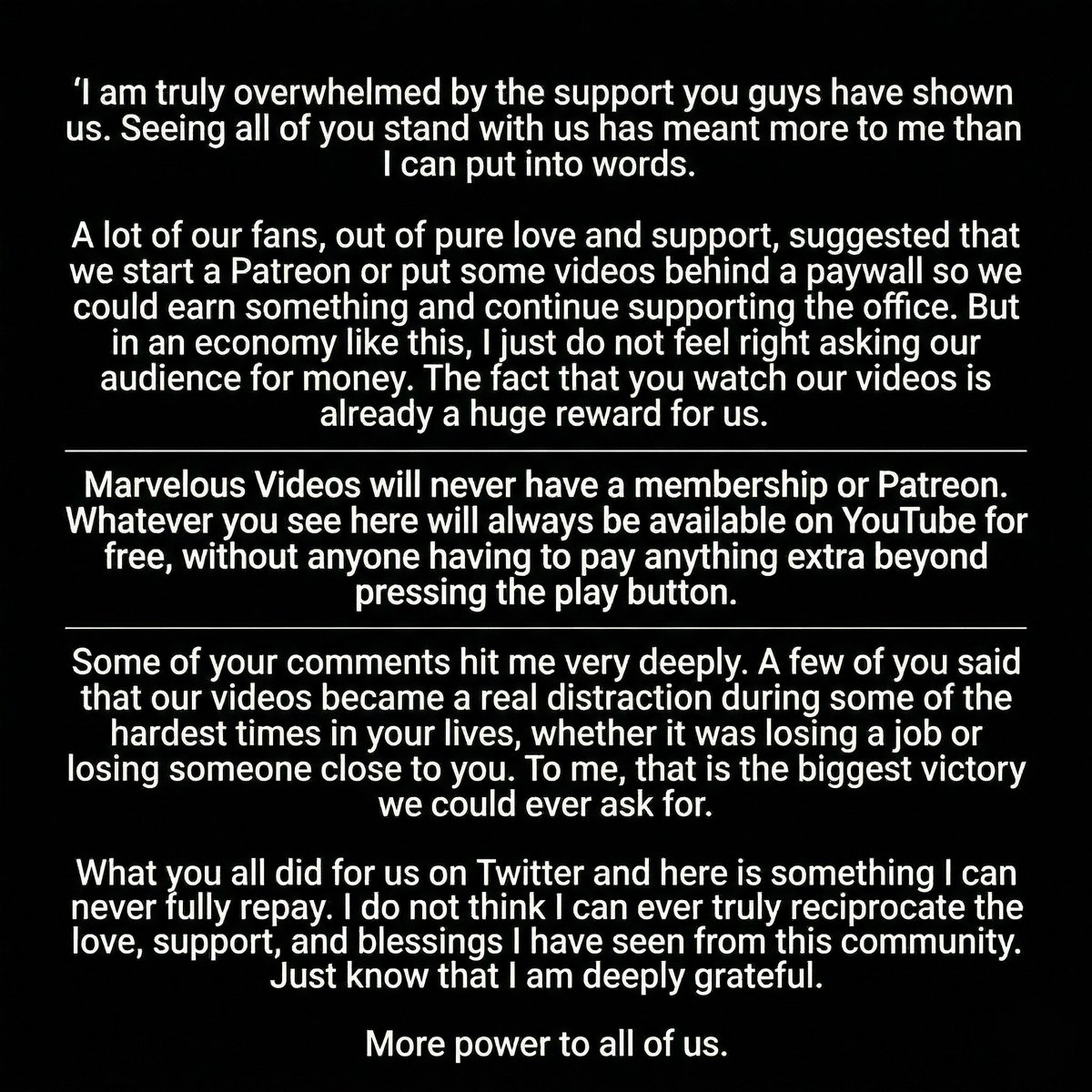 You guys are the best!