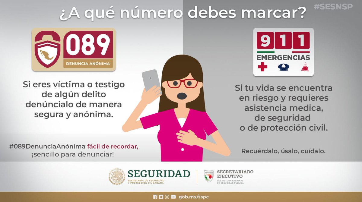 Conoce las diferencias entre los números de Emergencia 9-1-1 y 089, te permitirá saber a dónde comunicarte en caso de una emergencia o para realizar una denuncia anónima.