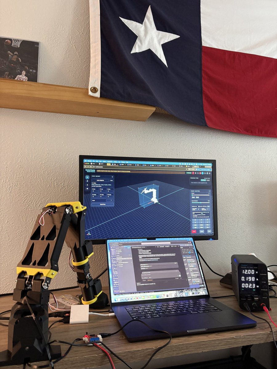 Dembry's tweet photo. Robot is built 

Took way too long, got busy with new job at @UNION_Prime 

Gotta debug and calibrate and then we’ll get into some robot learning https://t.co/85kiPhtciS