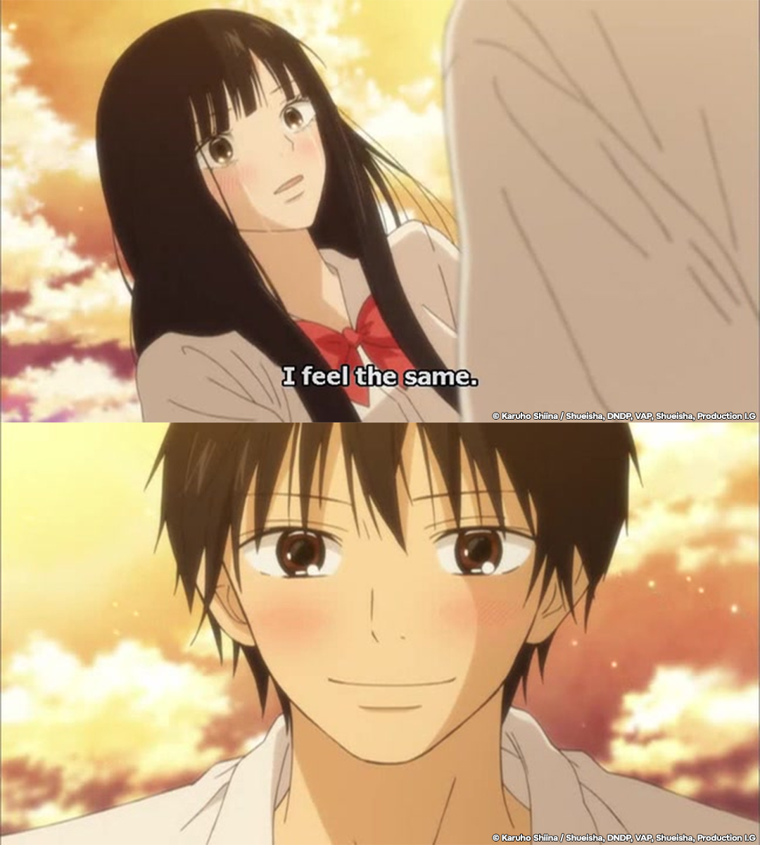 Crunchyroll's tweet photo. "I like you too."
★☆☆☆☆

"I feel the same. It’s like a dream. It’s finally reached you…"
★★★★★★★★★★★★★★★★★★★★★ https://t.co/Xkk4t8SKR7