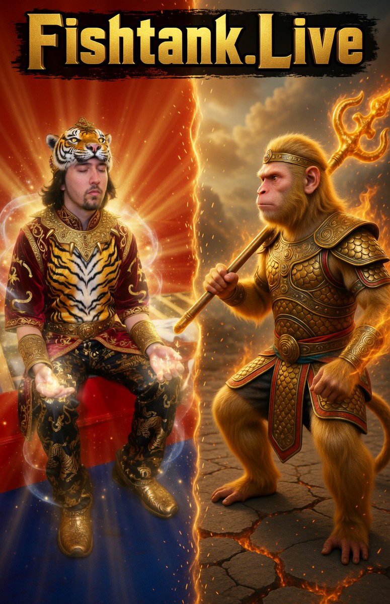 YETI__YETI's tweet image. 🐒 vs 🐅 The ultimate showdown is here!

Monkey King vs Tiger King — only on Fishtank.Live

Who’s walking away with the crown? 👀

🔥 Epic battle incoming. Don’t miss it.

#FishtankLive #MonkeyKing #TigerKing