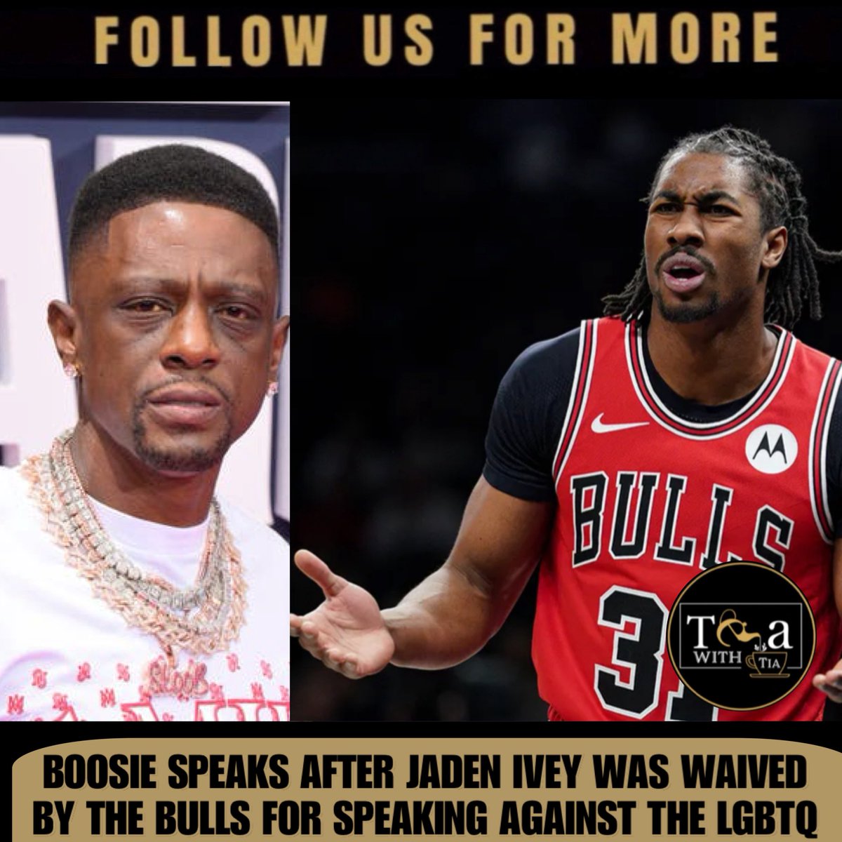 RealTeaWithTia's tweet image. Oop… #Boosie is speaking out after reports that the #ChicagoBulls waived #JadenIvey following his comments about the #NBA and Pride Month. He says there is no more freedom of speech. 

Ivey, who recently said he is “alive in Christ,” criticized the league for promoting what he