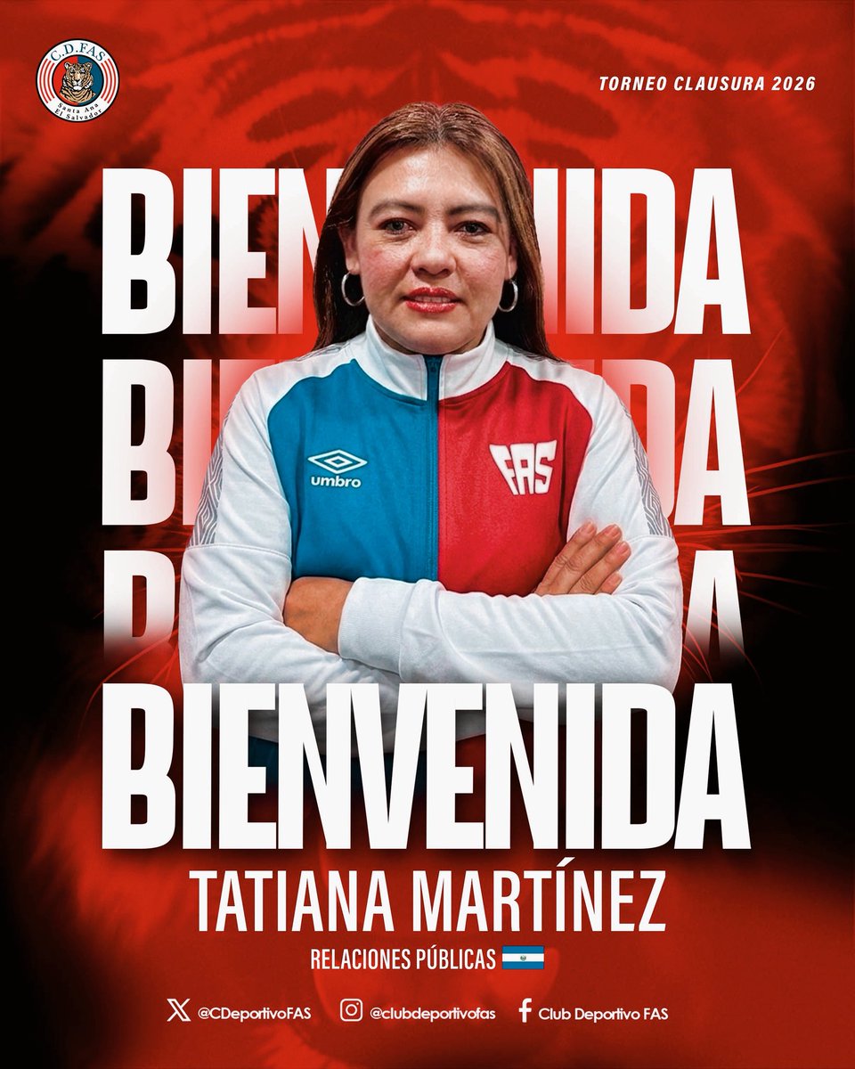 CDeportivoFAS's tweet photo. Anunciamos la incorporación de Tatiana Martínez como encargada de Relaciones Públicas, reafirmando nuestro compromiso con una gestión profesional e integral. 🐯🔴🔵 https://t.co/phGV5Glmz9