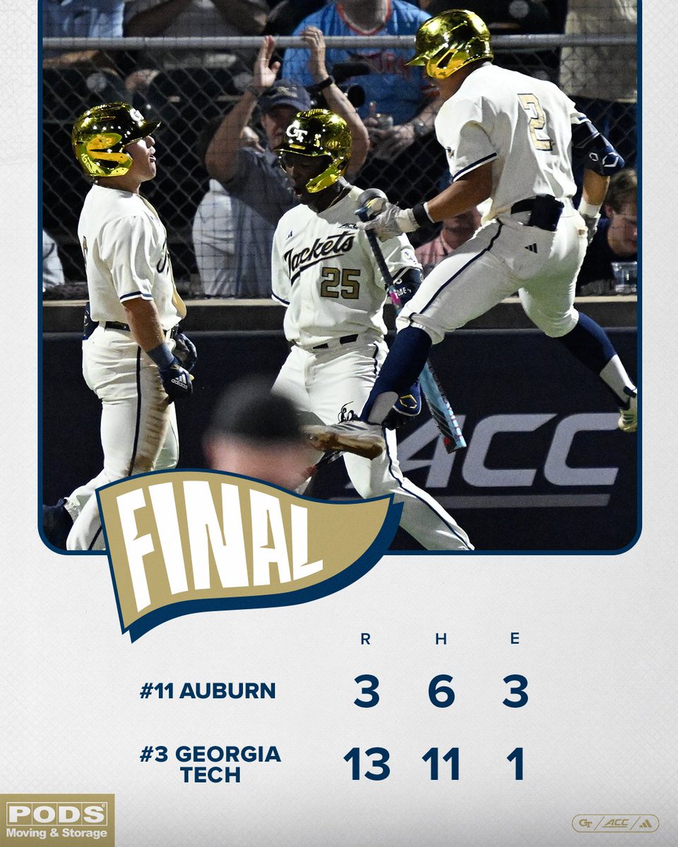 TECH WINS!!

The Jackets mercy rule Auburn for our 4th straight Top 25 win in front of the largest midweek crowd in program history!!!

#StingEm🐝 x #WreckHavoc