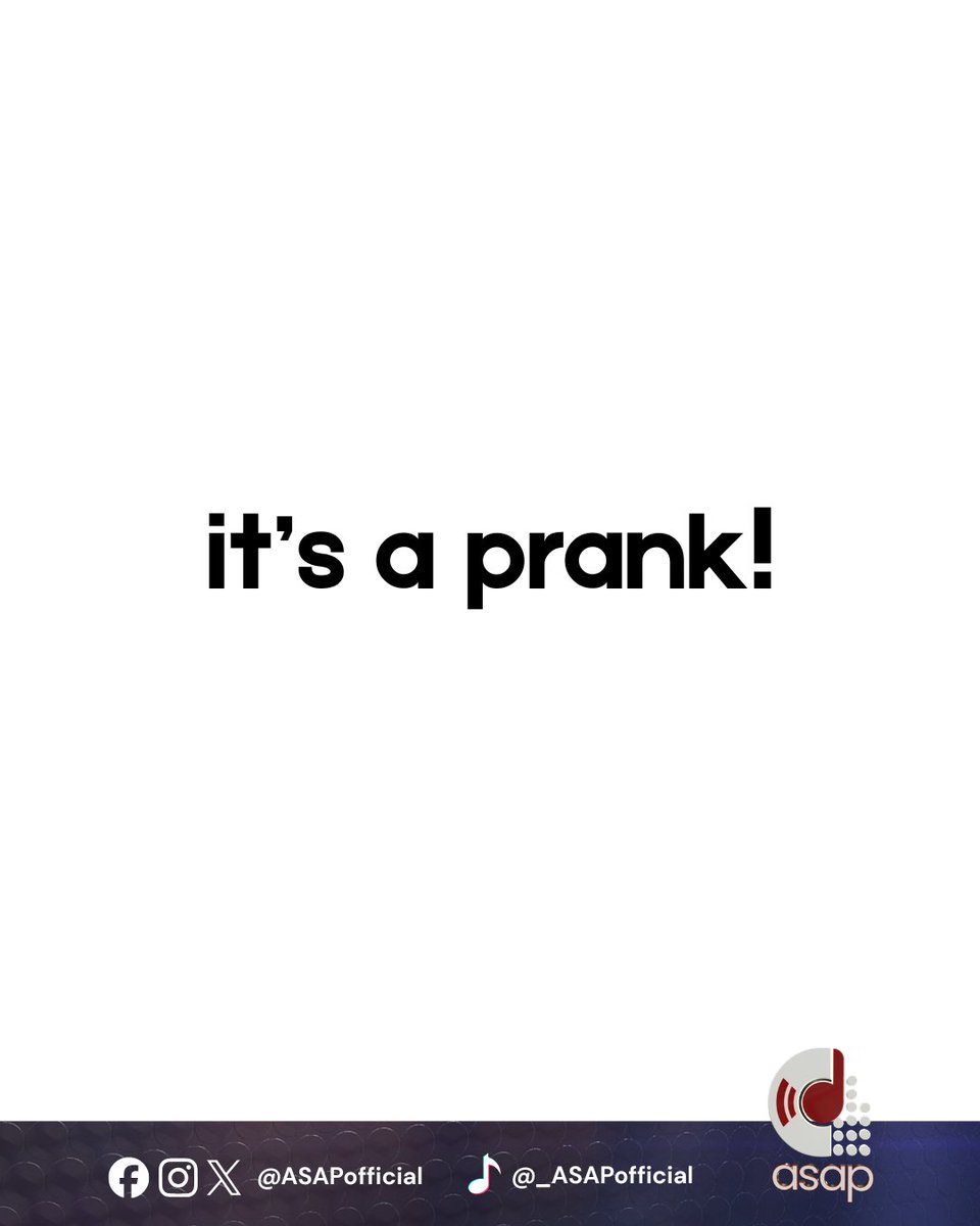 ASAPOfficial's tweet image. Akala niyo may prank? It’s a prank! 🤣

Happy April Fools day! Kahit matagal ka nang niloloko 🫢

#ASAP