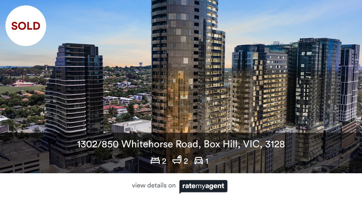 🛌 2 🛀 2 🚘 1
📍 1302/850 Whitehorse Road, Box Hill, VIC, 3128

My latest sale on #RateMyAgent.

rma.reviews/6ag0f7i6cmih

...
#ratemyagent #realestate #Nick_Tang_Property_Pty_Ltd