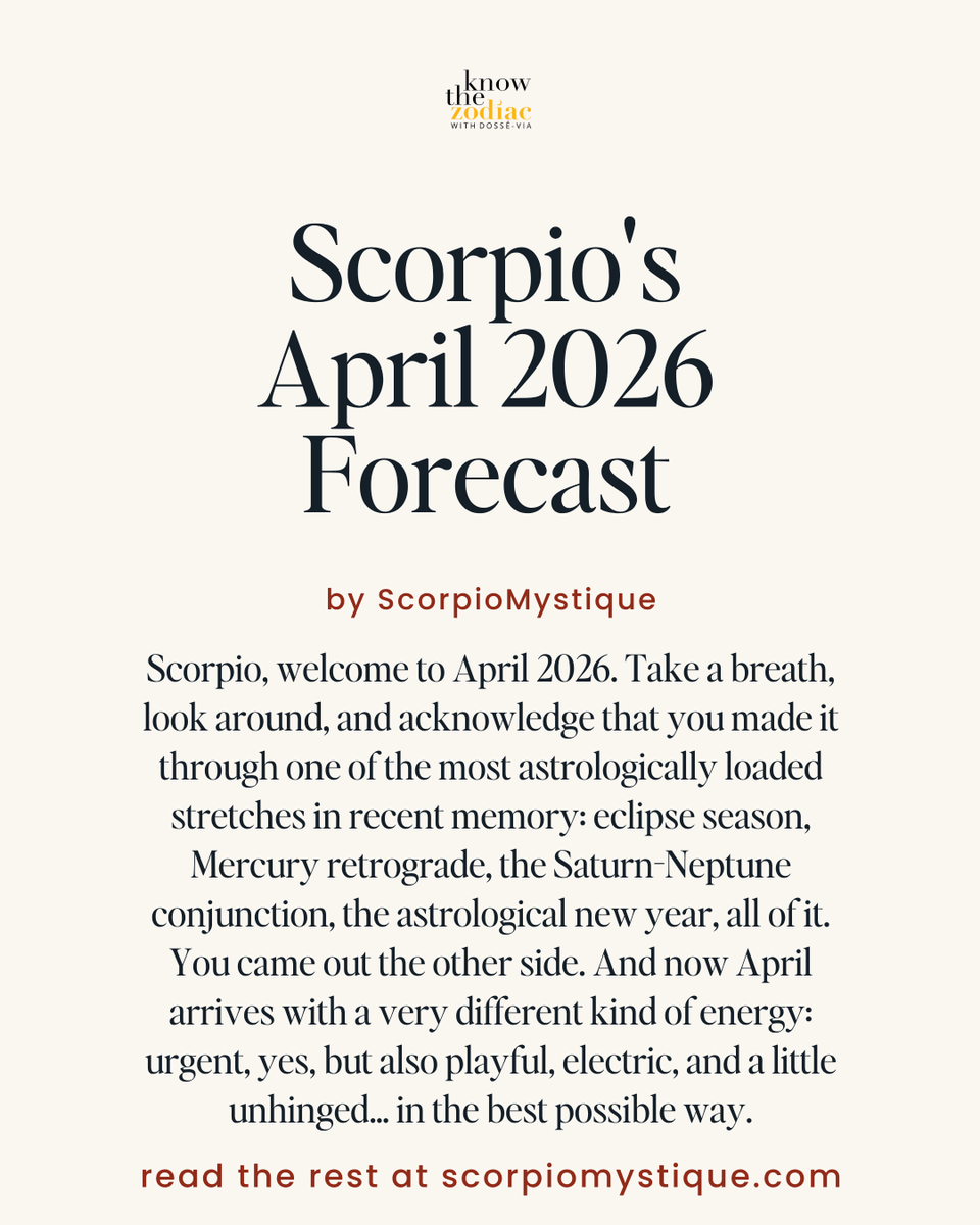 ScorpioMystique's tweet photo. Time for your mid-month check-in, #Scorpios! Read your April scopes here: https://t.co/kYfDYvB0wP ♏️♥️✨ https://t.co/ELwVEwF9GU